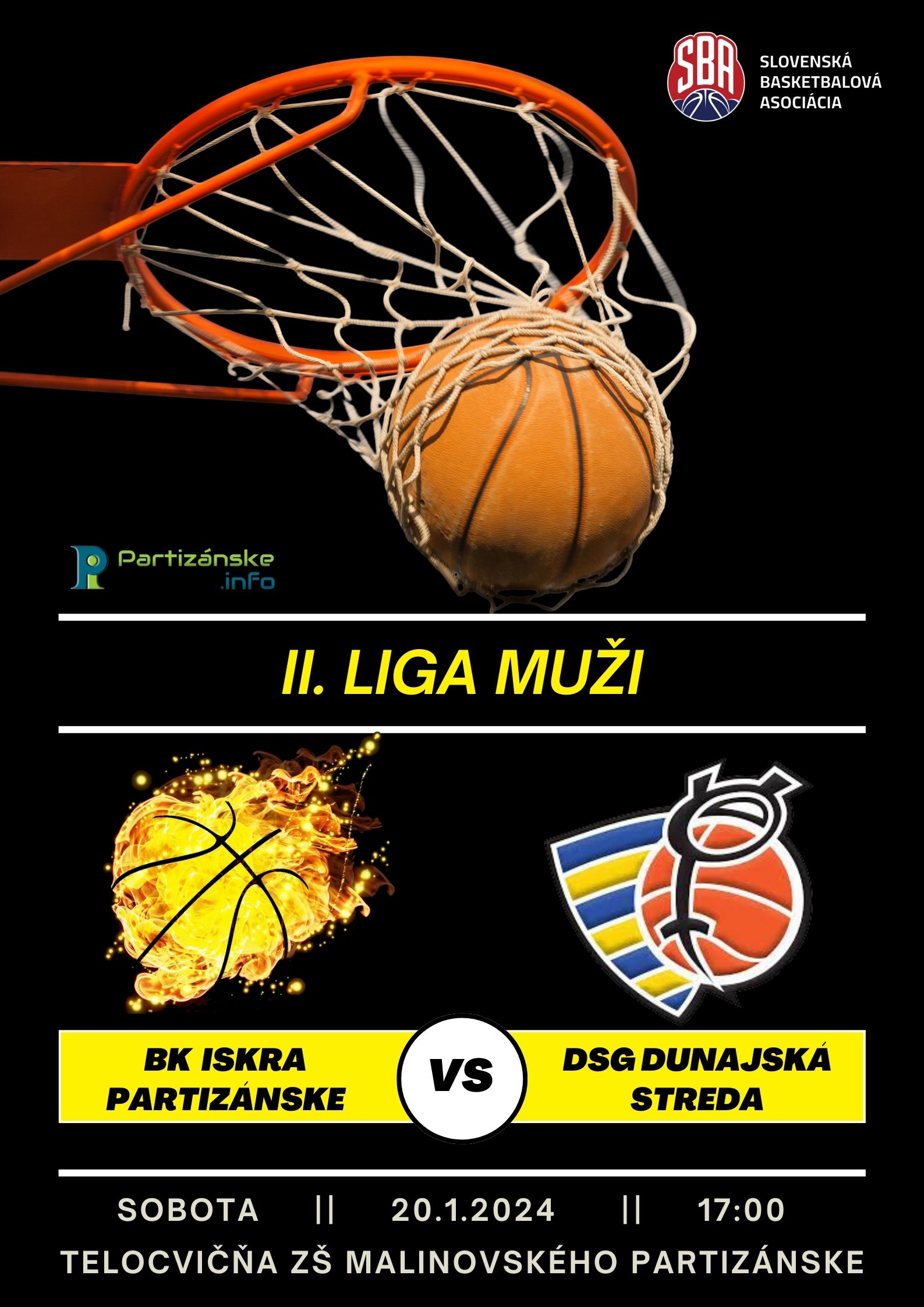 Basketbal: Partizánske - Dunajská streda @ telocvičňa ZŠ
