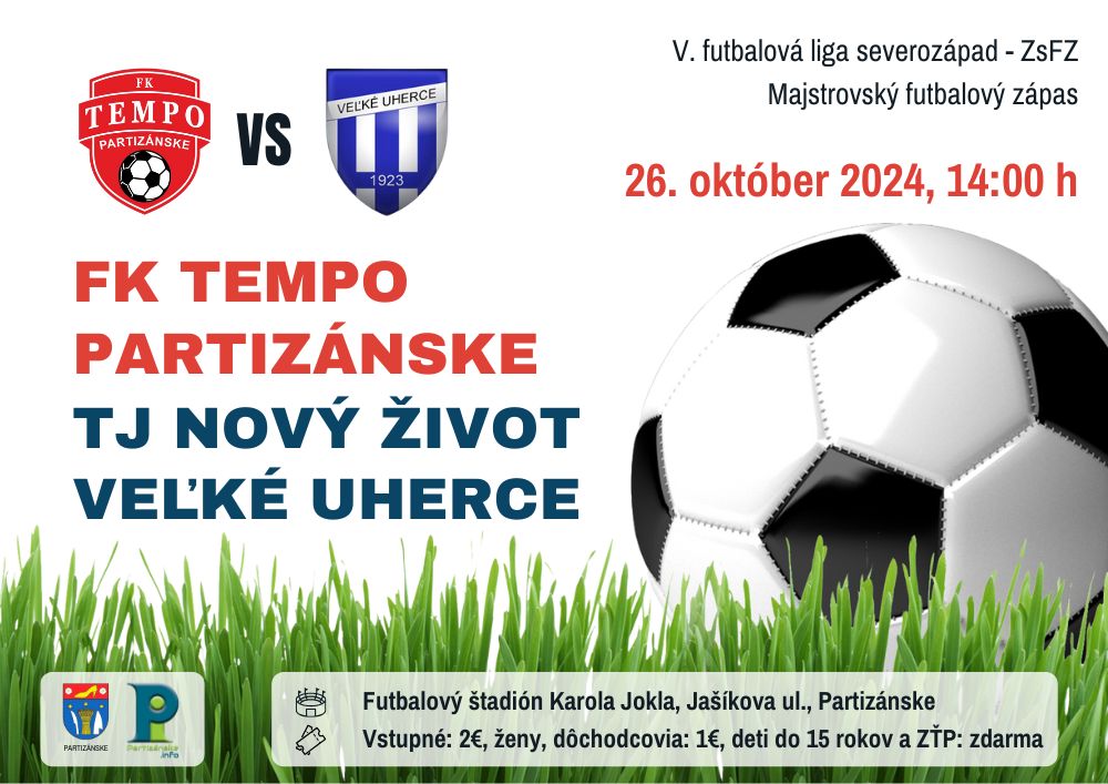 Futbal: Partizánske - Veľké Uherce @ futbalový štadión Karola Jokla