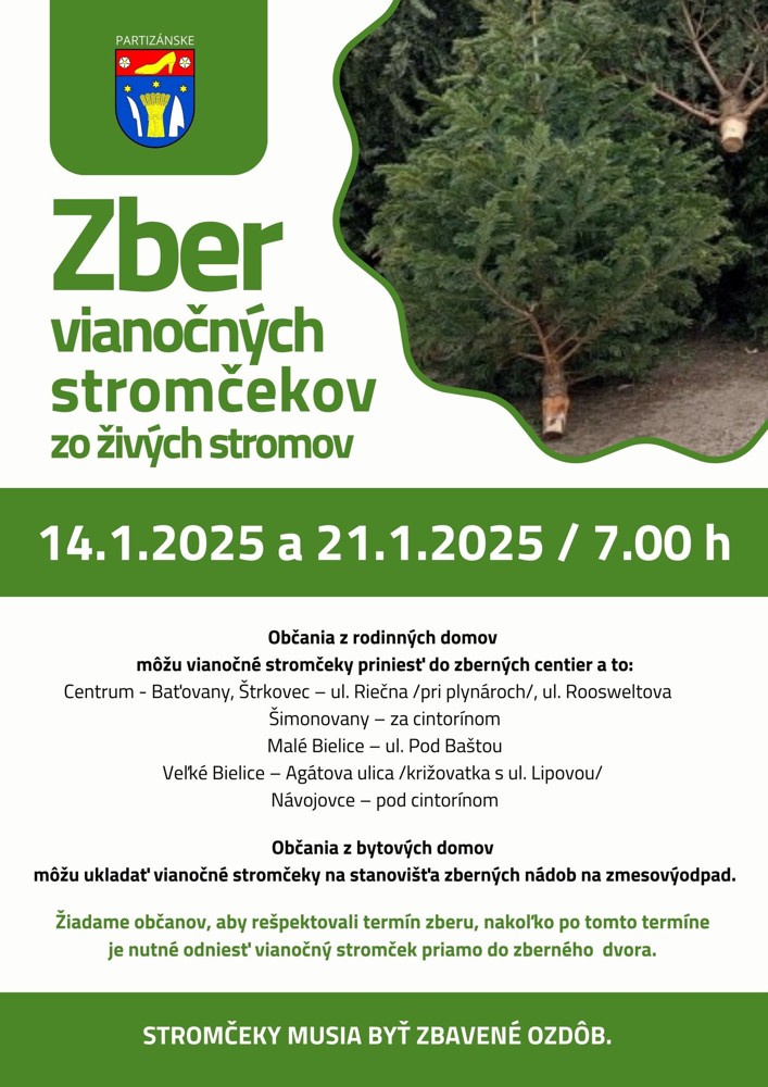 Zber vianočných stromčekov @ Mesto Partizánske