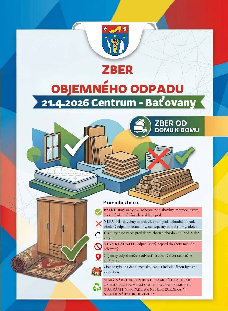 Zber objemného odpadu - Centrum-Baťovany @ ms. časť Centrum-Baťovany
